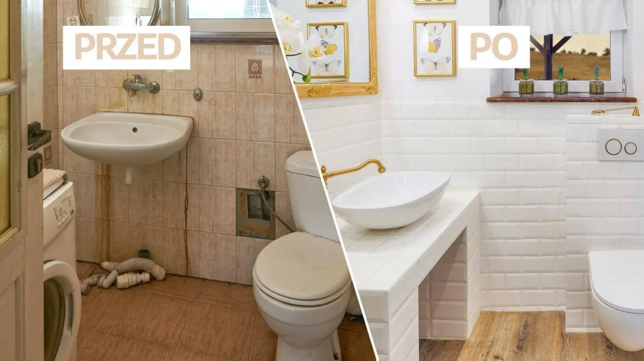 sprzątanie łazienki przed i po
