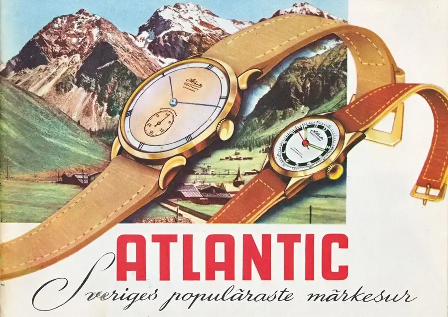 historyczne reklamy zegarków Atlantic w Polsce