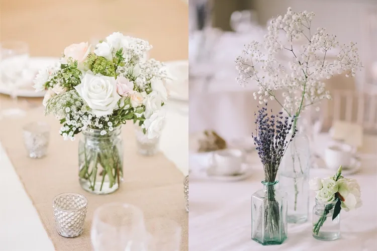 Kompozycje kwiatowe na stół komunijny dla dziewczynki