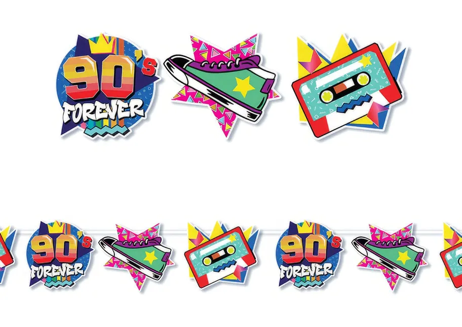 dekoracje impreza lata 90 neonowe kolory i symbole