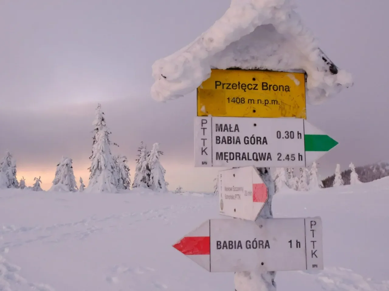 Babia G&oacute;ra zimą warunki na szlaku