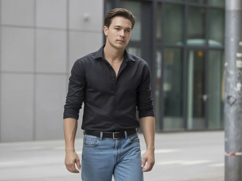 total black look z czarną koszulą i r&oacute;żnymi fakturami