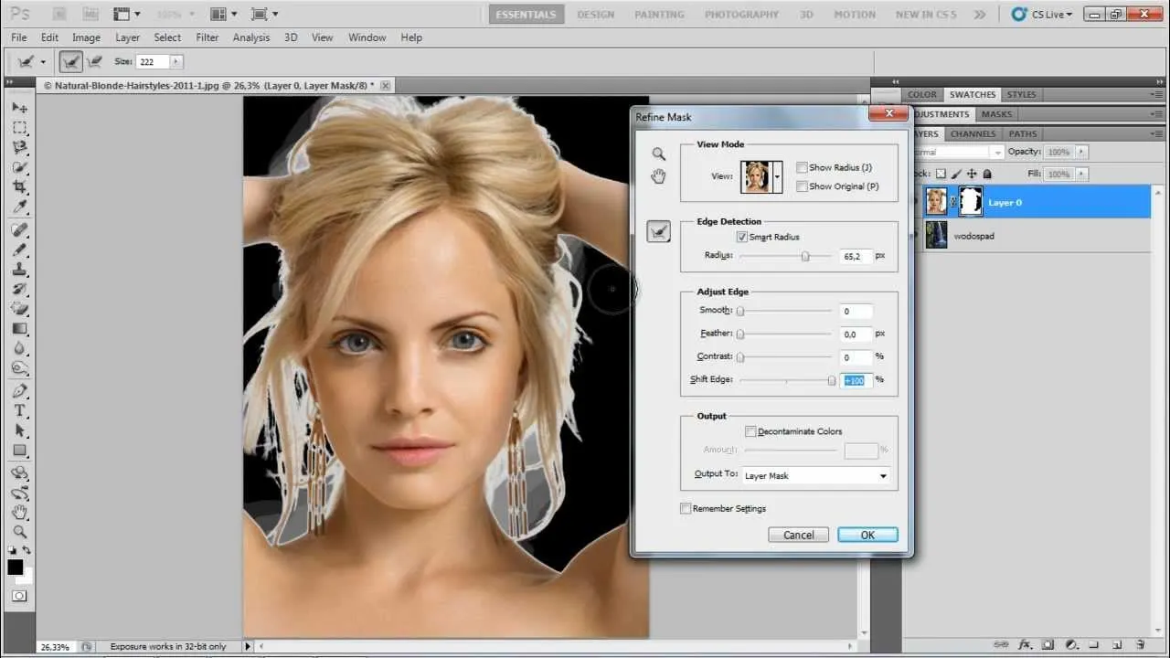 Photoshop zaznaczanie i maskowanie włosy