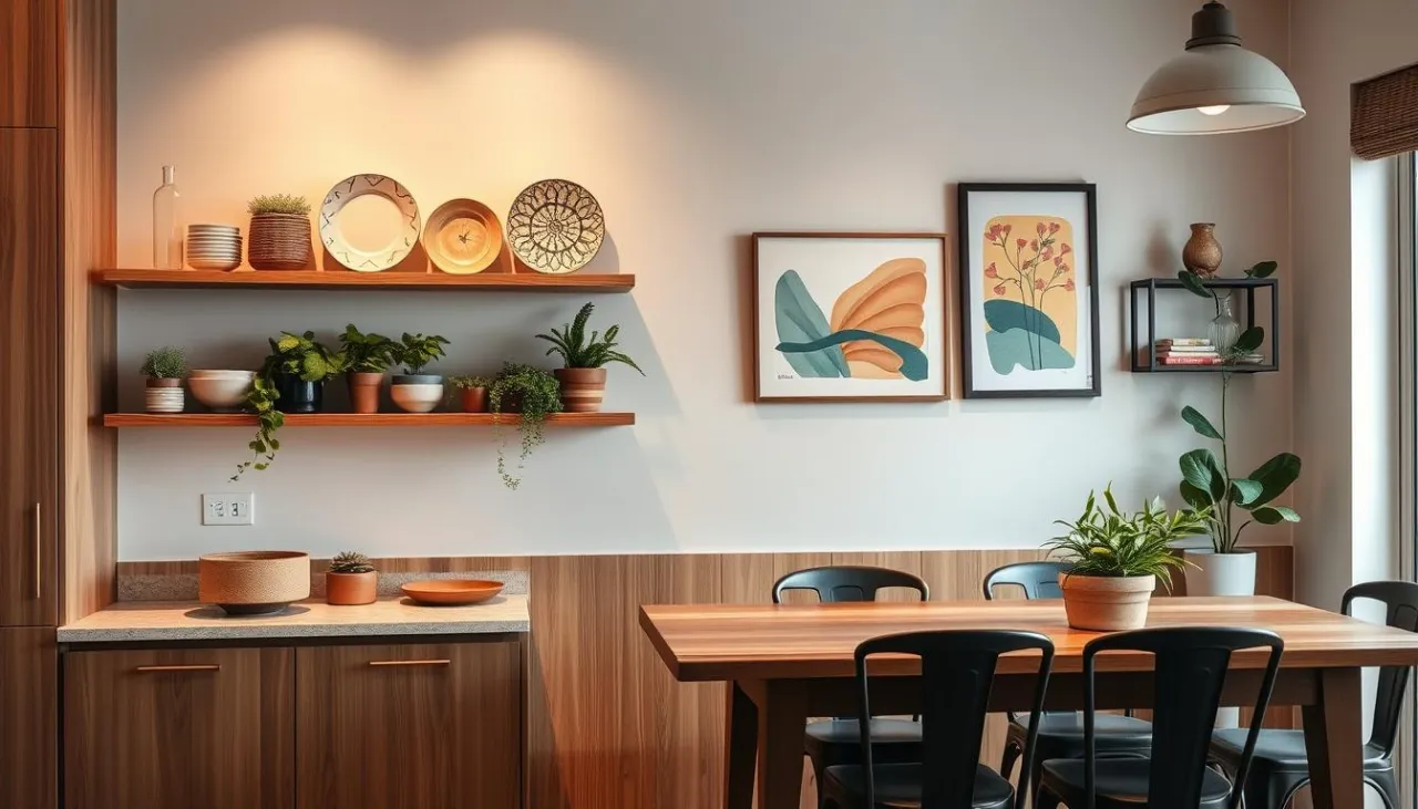 inspiracje ściana przy stole materiały