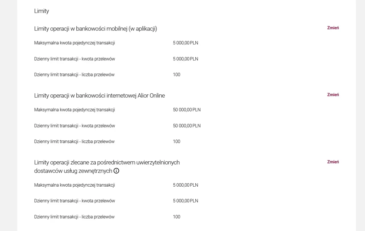 Millenet zmiana limit&oacute;w transakcyjnych