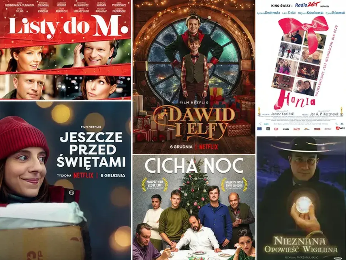 plakaty polskich komedii świątecznych, kolaż