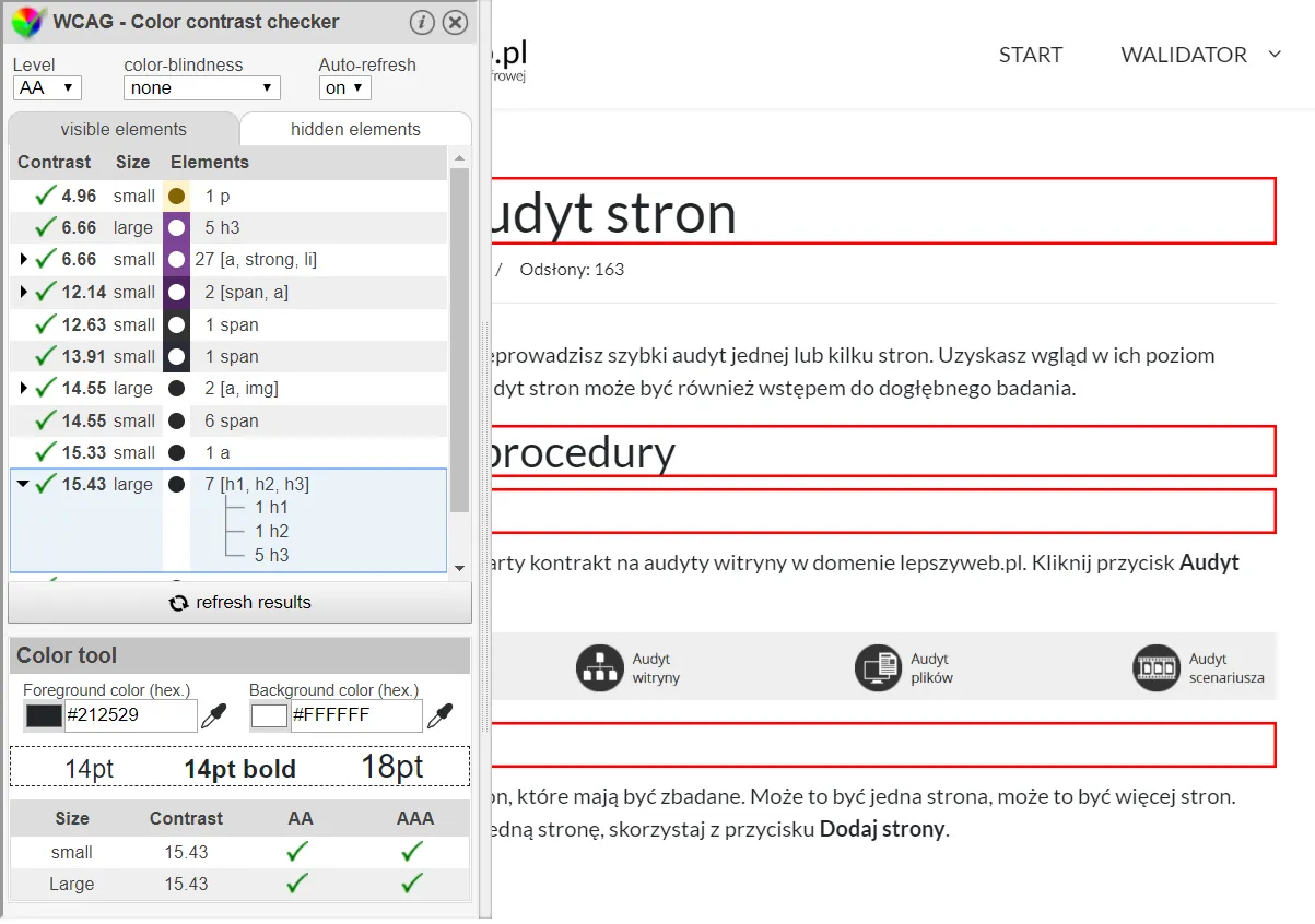 Narzędzia do sprawdzania kontrastu kolorów WCAG