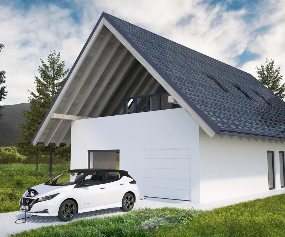 dom z pompą ciepła i samochodem elektrycznym