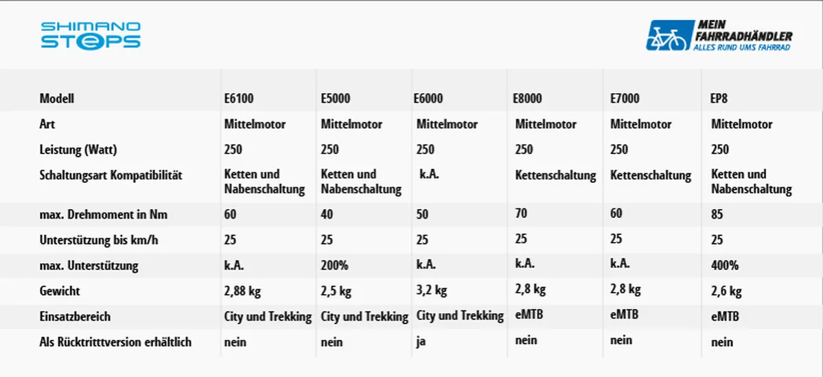 E-Bike Motor Vergleich Kriterien