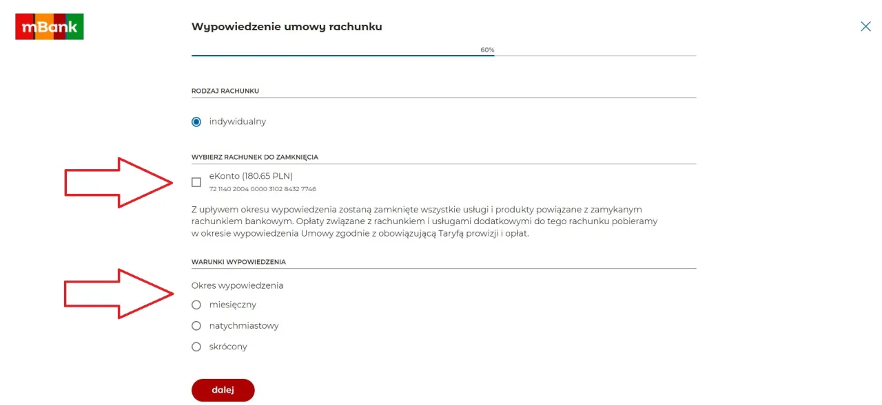 mBank zamknięcie konta online krok po kroku