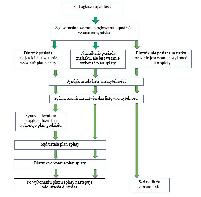 schemat procesu upadłości konsumenckiej