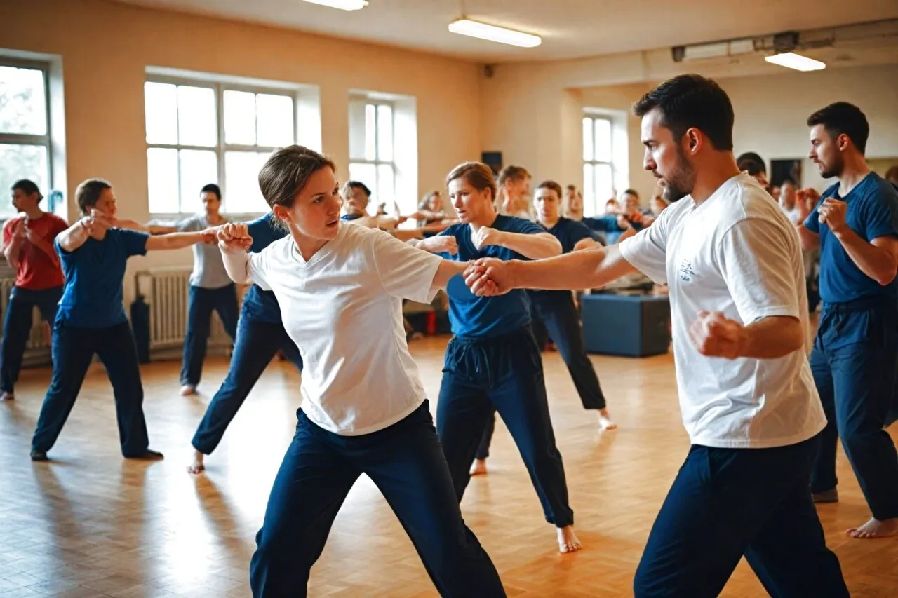 osoba początkująca na zajęciach samoobrony