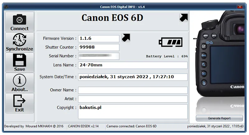 Tabela z żywotnością migawki dla różnych modeli aparatów Canon