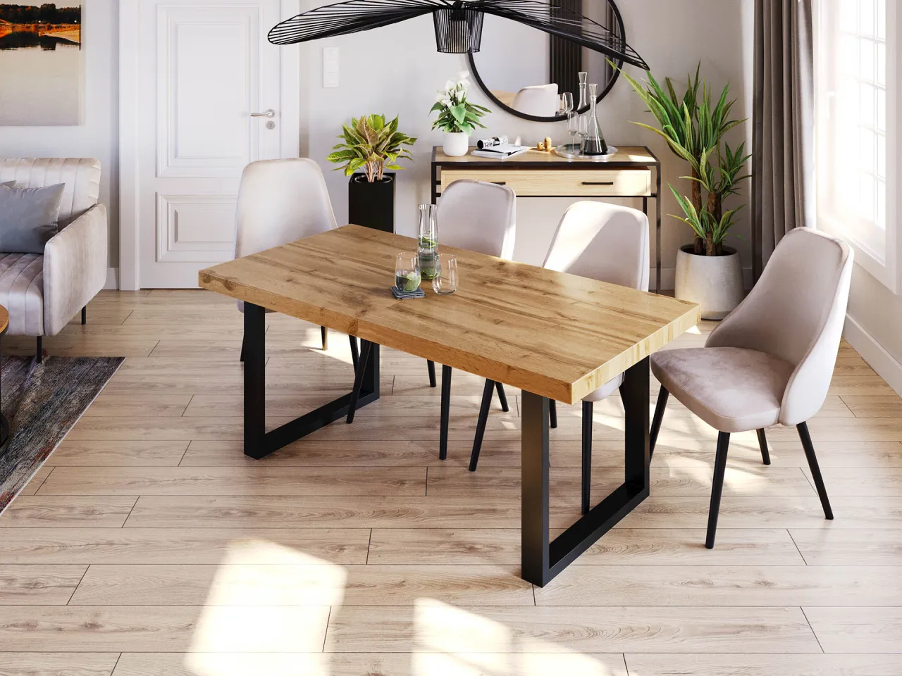 St&oacute;ł kuchenny drewno i metal styl loftowy