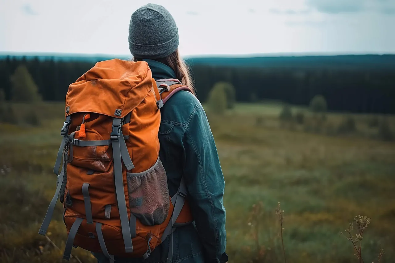 Plecak trekkingowy jesień czołówka mapa powerbank