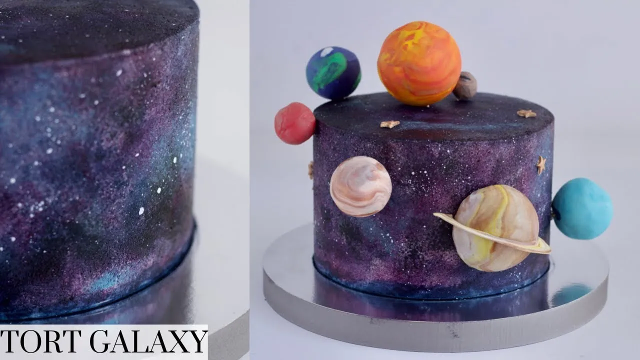 dekorowanie tortu kosmicznego jadalny brokat i planety