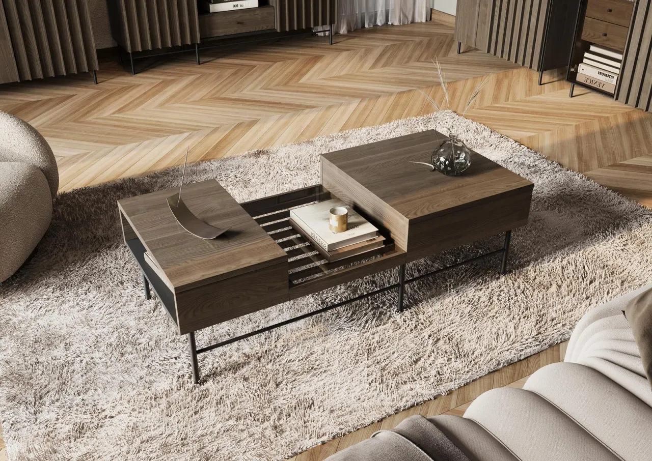 Funkcjonalny stolik kawowy z szufladami