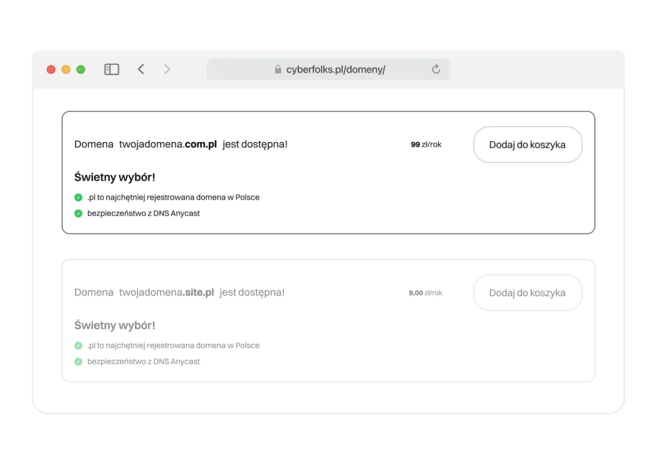 porównanie cen domen .pl .com .eu