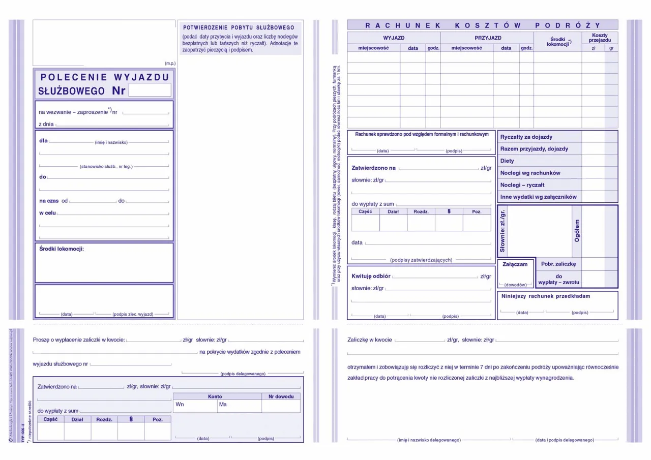Przykładowe polecenie wyjazdu służbowego