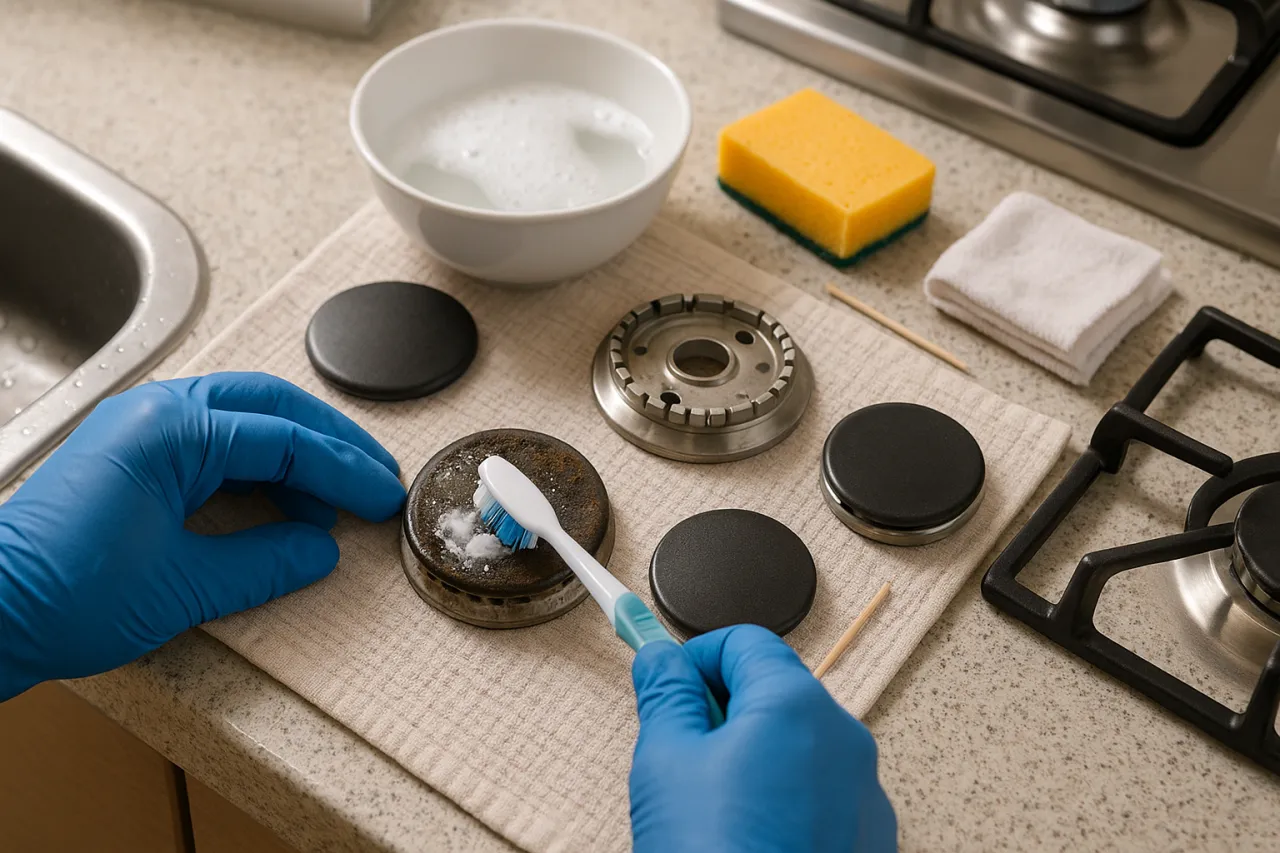 Brudne palniki gazowe żółty płomień