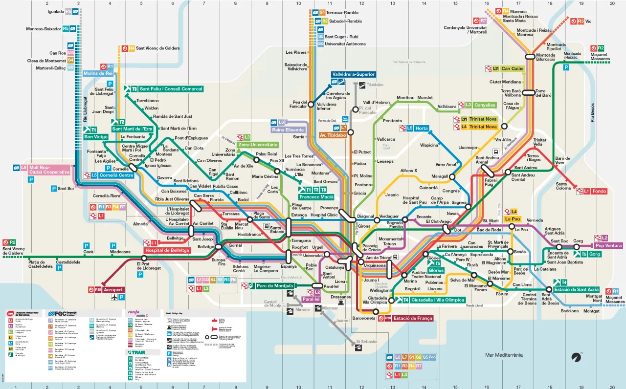 Barcelona metro map and tourist attractions