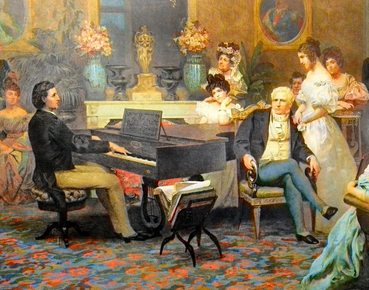 Romantyczny pianista (np. Chopin) lub scena z baletu Piotra Czajkowskiego