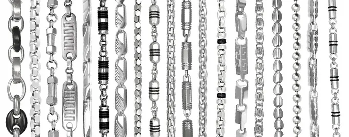 r&oacute;żne rodzaje splot&oacute;w srebrnych bransoletek