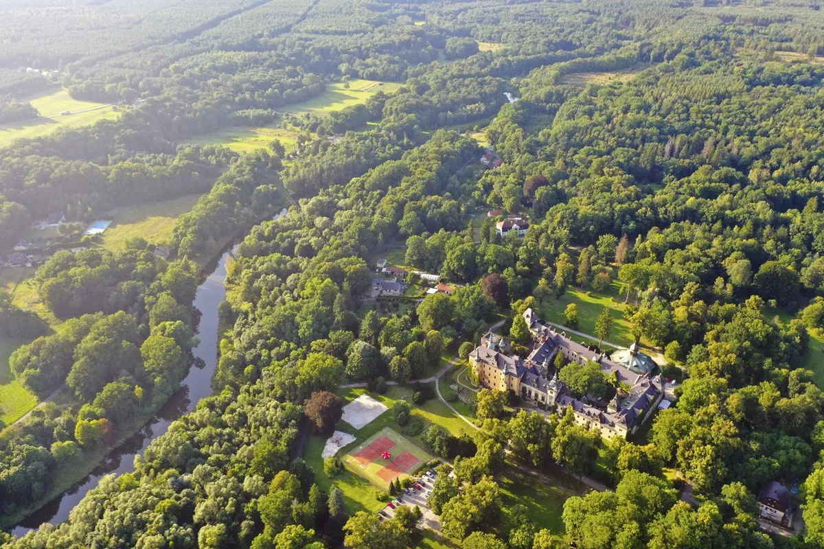 Zamek Kliczków z lotu ptaka