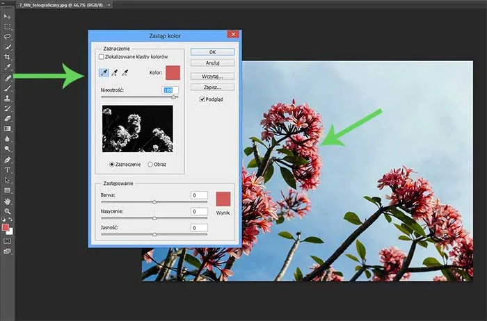 Narzędzie Zastąp Kolor Photoshop