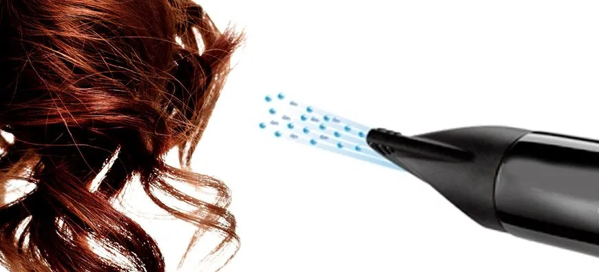 schemat działania jonizacji włosów