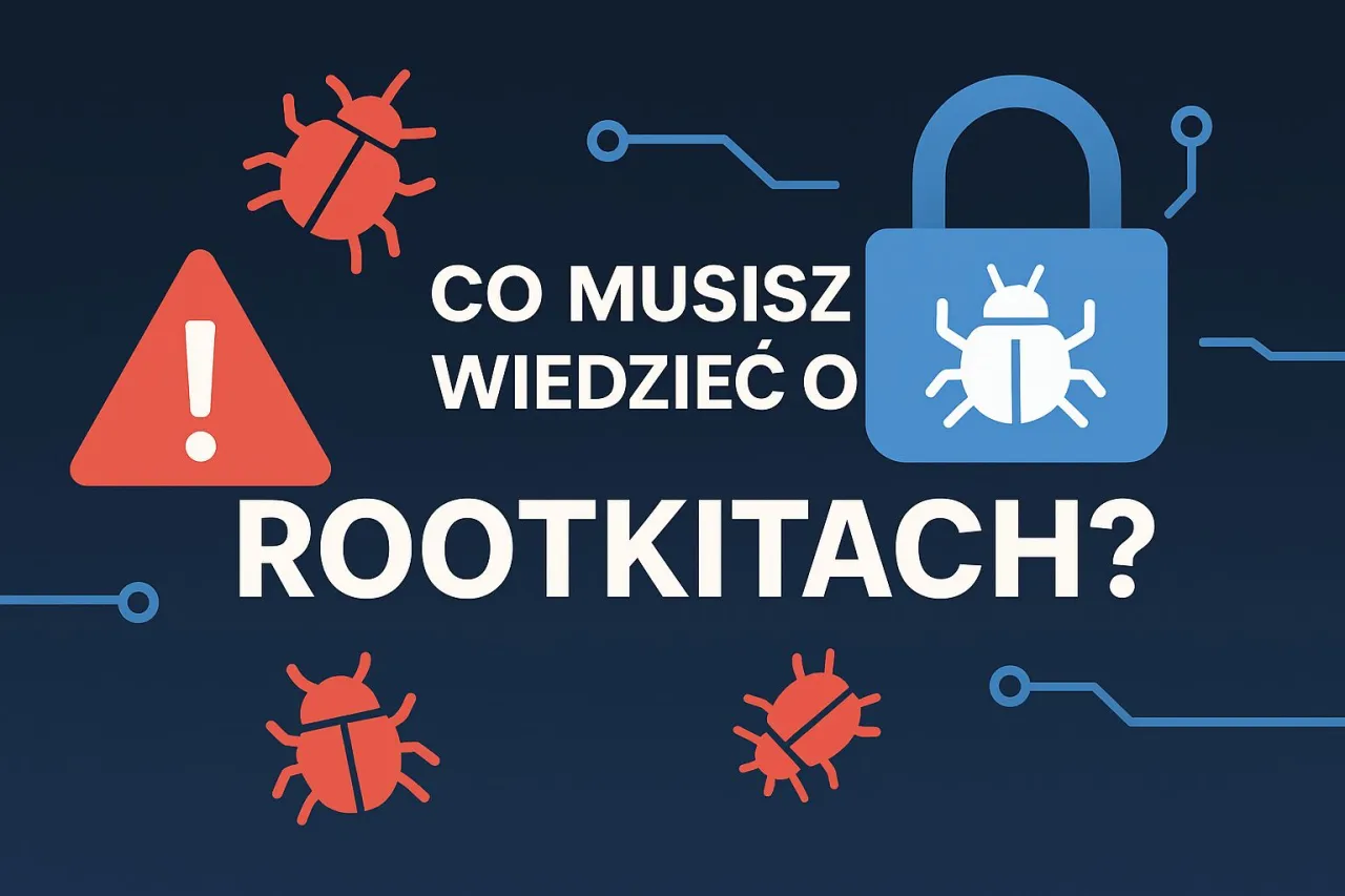 Co musisz wiedzieć o rootkitach? Grafika z ostrzeżeniem i kł&oacute;dką symbolizuje zagrożenie.
