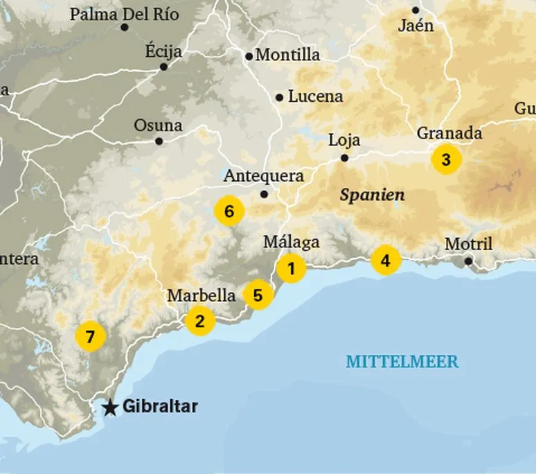 Karte Strände Costa del Sol