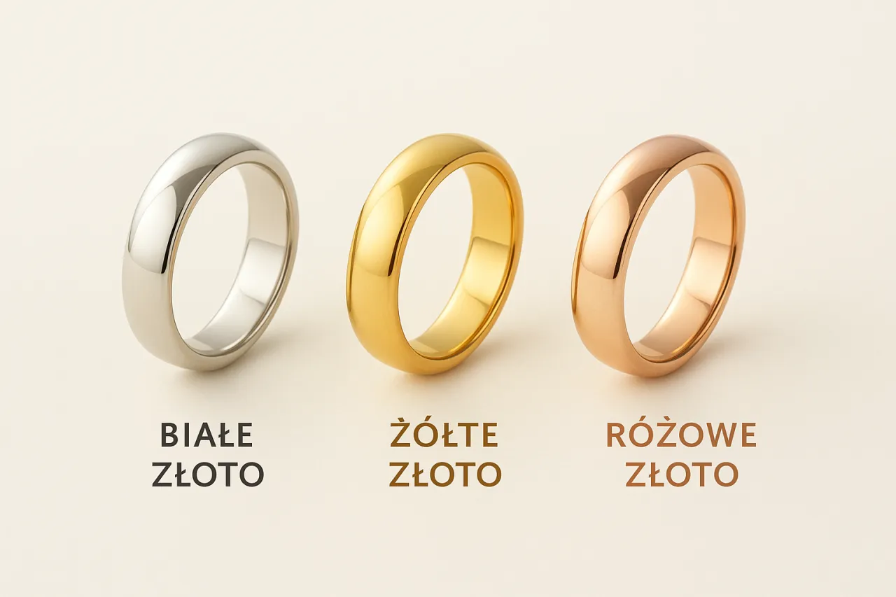 biżuteria złota 585 kolory ż&oacute;łte białe r&oacute;żowe