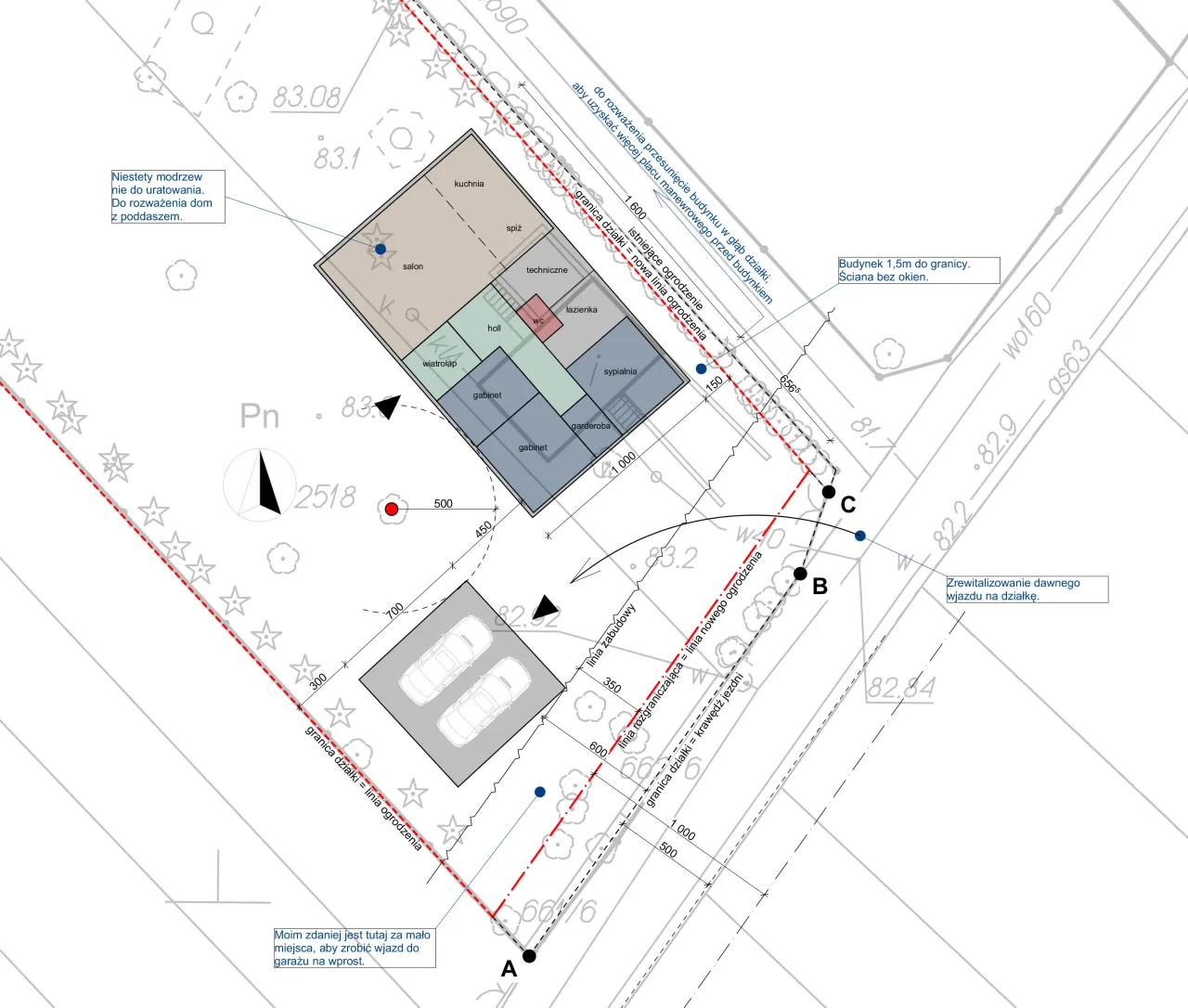 analiza chłonności działki wizualizacja