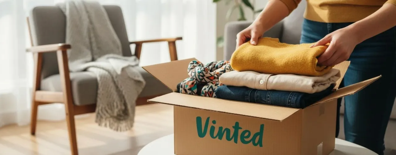 osoba pakująca paczkę Vinted do wysyłki