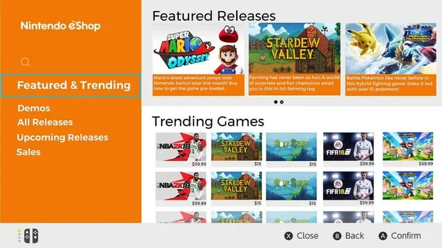 Nintendo eShop interface