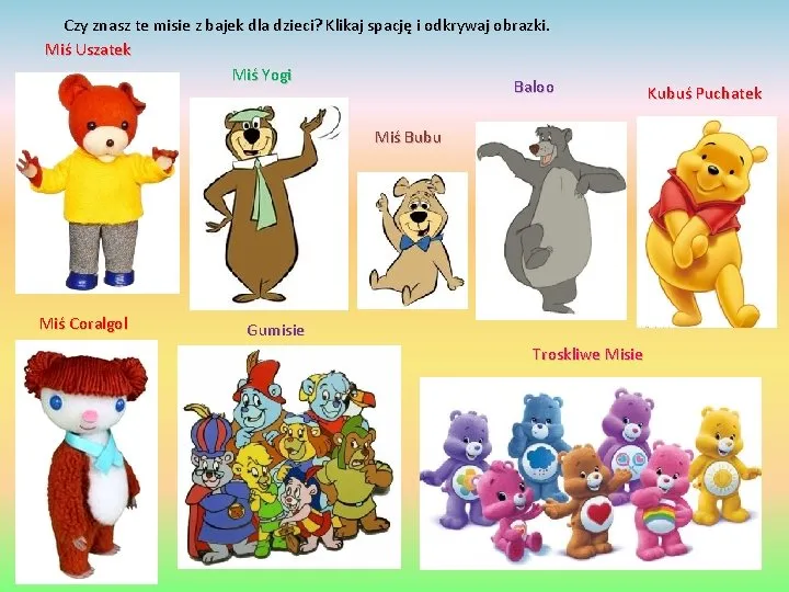 słynne pluszowe misie z bajek