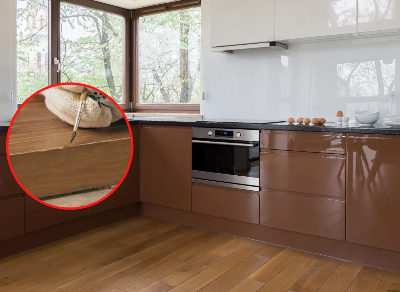 Matowe meble z rysą przed i po