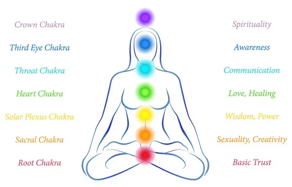Mapa 7 głównych czakr w ciele człowieka z opisami
