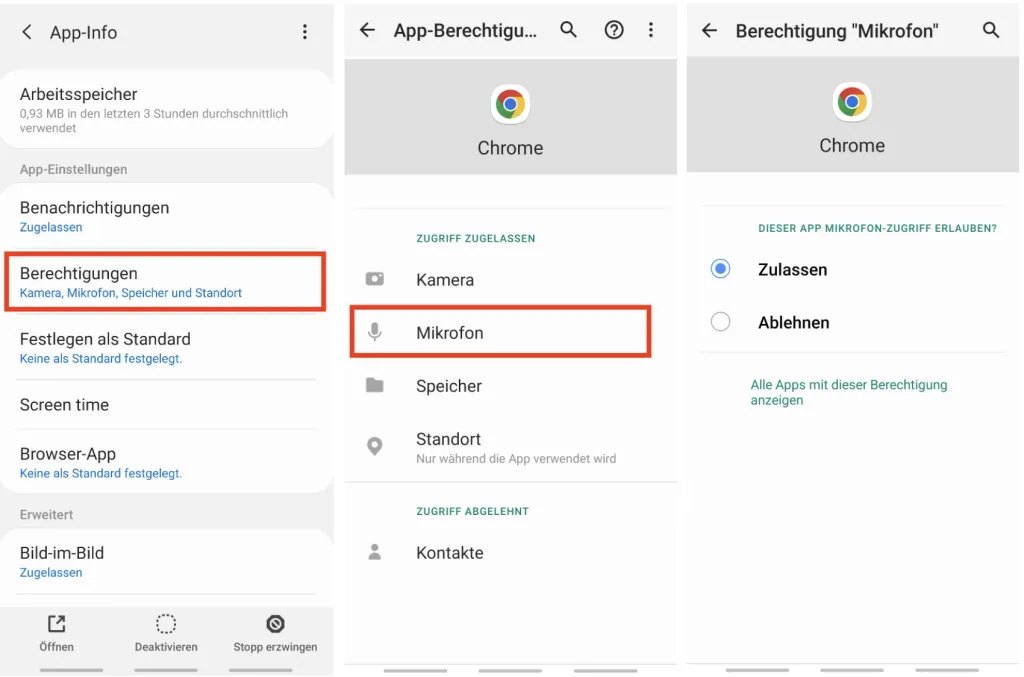 Android App Berechtigungen verwalten
