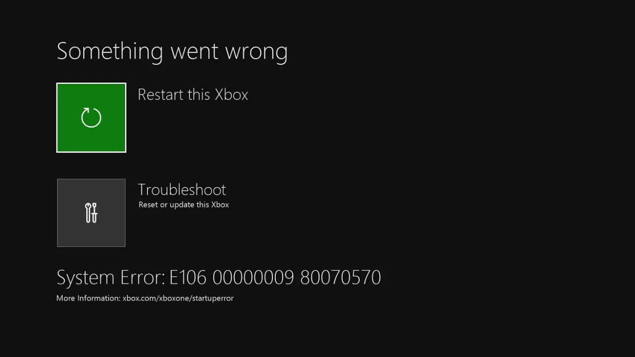 xbox one tryb awaryjny, troubleshoot screen
