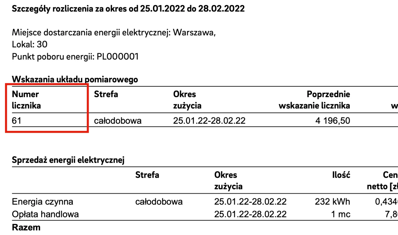 dokumenty do przepisania licznika prądu E.ON