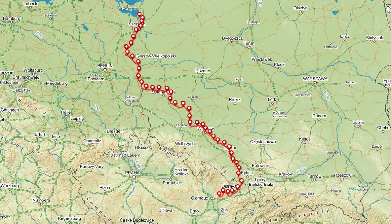 Mapa ujścia Odry i Zalewu Szczecińskiego