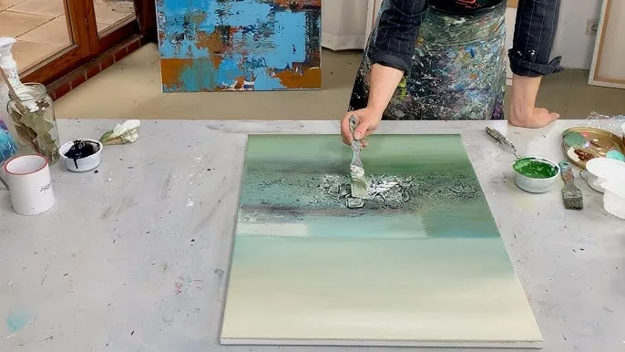 Verschiedene abstrakte Acrylmalerei Techniken als Collage