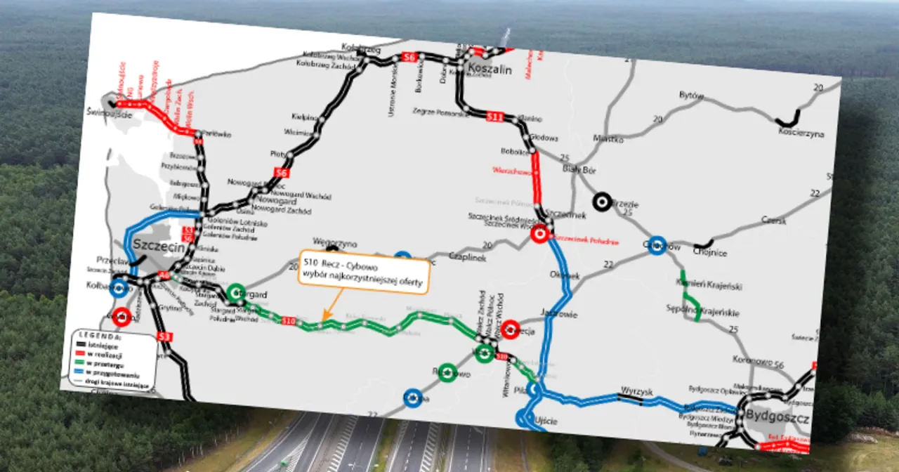 drogi dojazdowe do Szczecina mapa