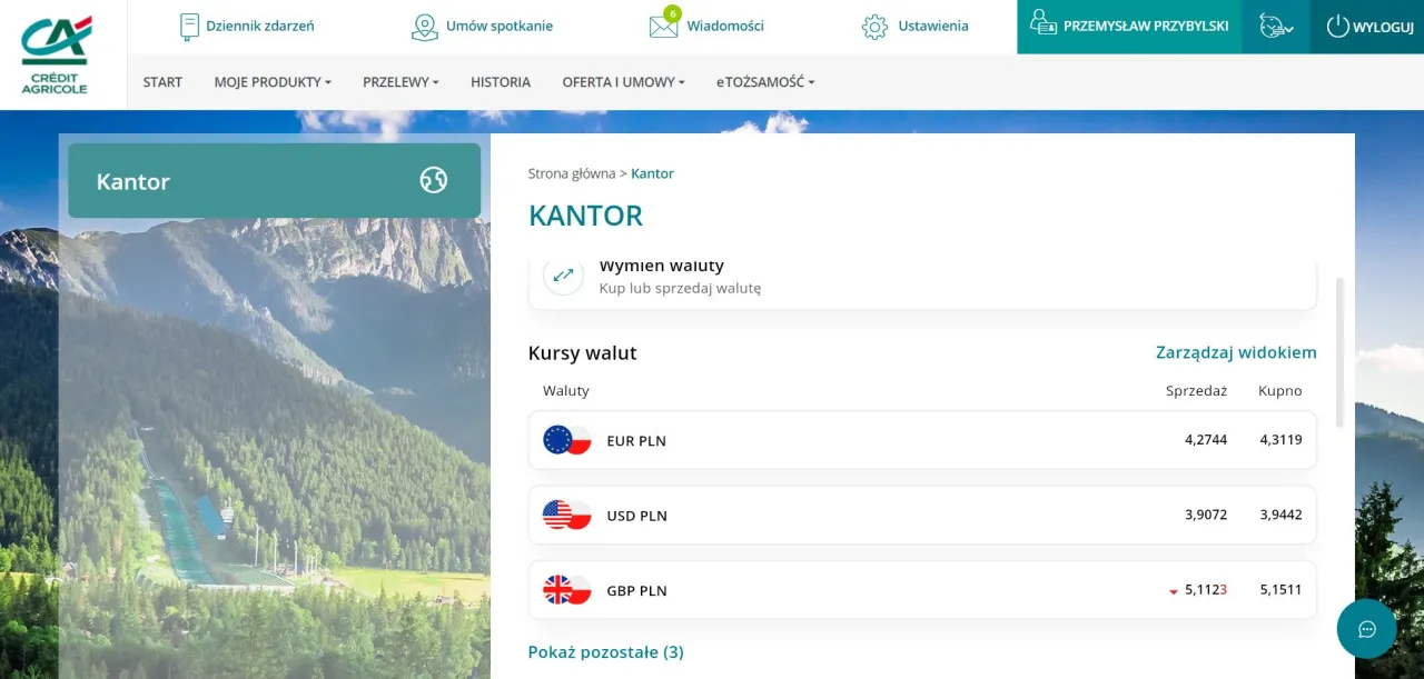 Millennium Millenet kantor walutowy screen