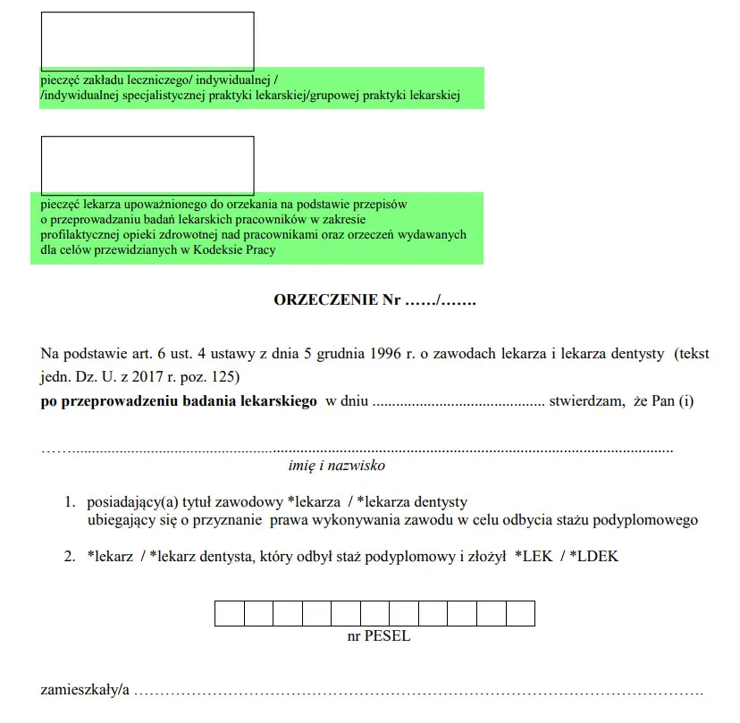 lekarz medycyny pracy badanie orzeczenie