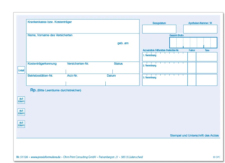 Dokumente f&uuml;r Krankenkassen Erstattung Privatrezept