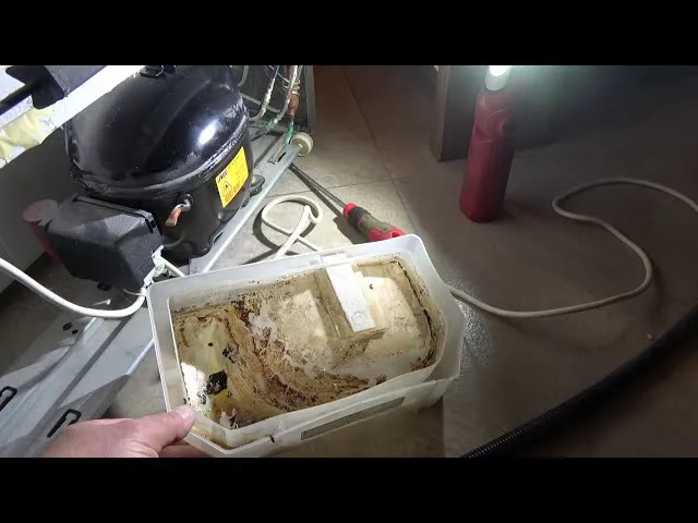 brudny skraplacz lodówki, tył lodówki