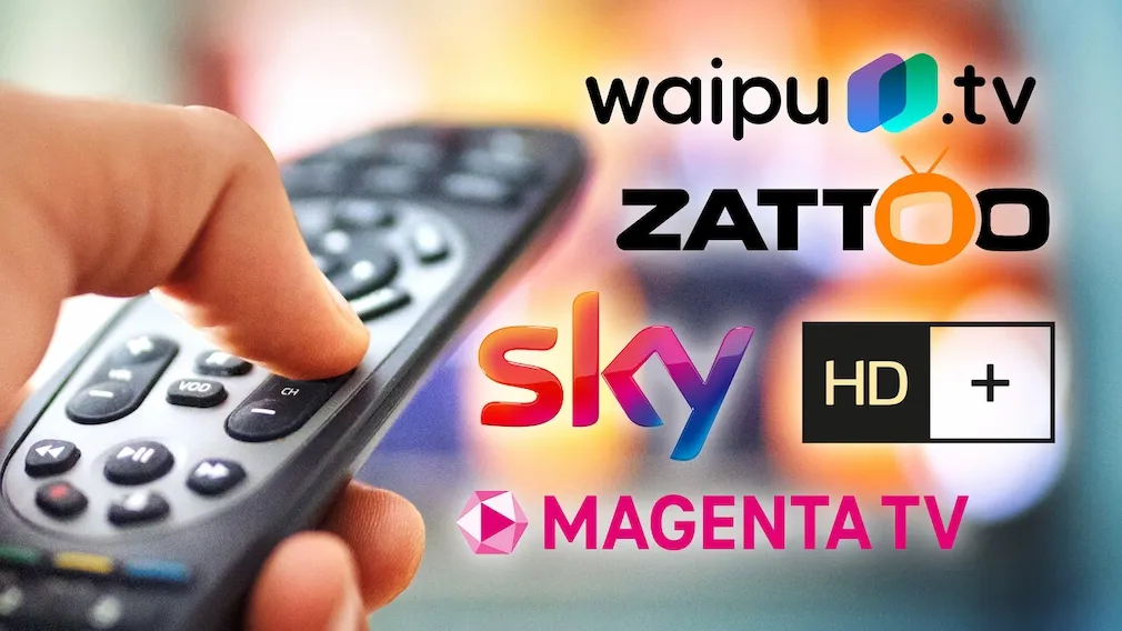Logos der TV-Streaming-Apps Waipu.tv Zattoo Joyn RTL+